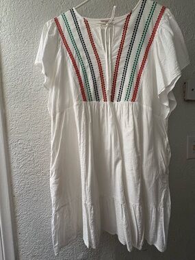 Knox Rose White Embroidered Boho Tunic Dress Size XXL Flowy Lightweight